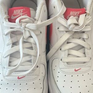 adidas Kids White Sneakers with Pink Accents